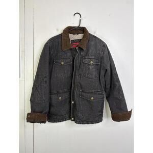Vintage Wrangler Jacket Mens Small Bomber Corduroy Collar 80s Fleece Lined Heavy